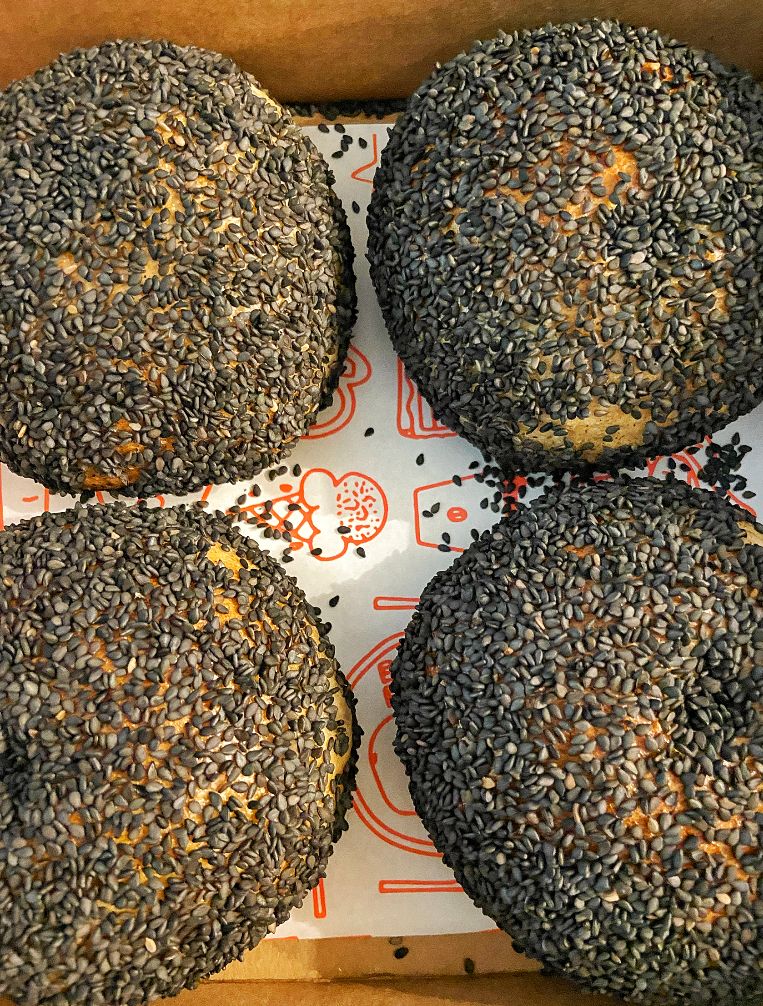 Black Sesame Sourdough Bagels